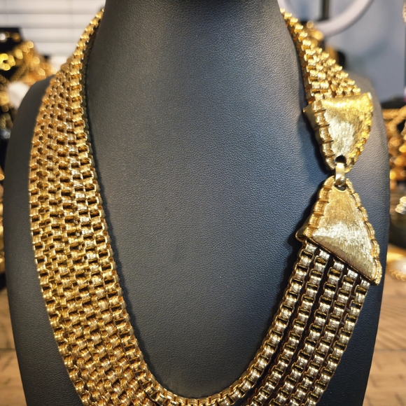 Jewelry - Vintage 1960s Monet 5 Strand Gold Chain Costume Jewelry Necklace
